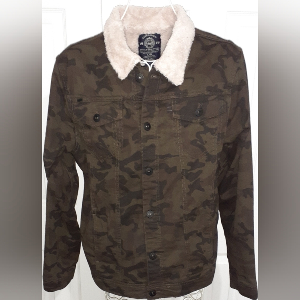 NWT Womens BUFFALO David Bitton Green Camo Denim Button-down Jacket Size L
